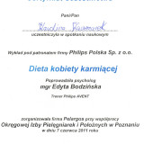 Certyfikat - dieta kobiety karmiącej